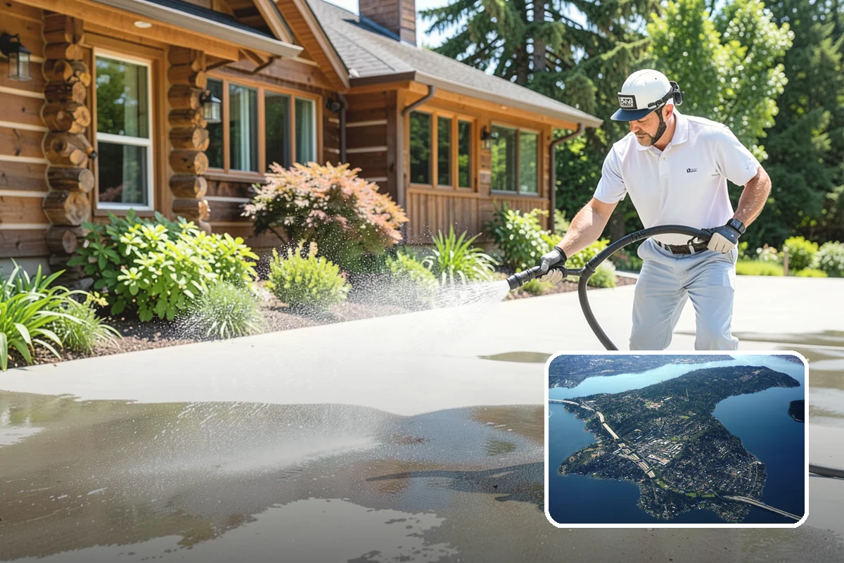 Patio Algae Removal in Mercer Island, King County, WA - Removes the slick, discoloring algae layer