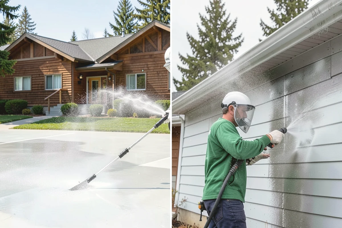 Patio Algae Removal in Mountlake Terrace, Snohomish County, WA - Apply a biocidal solution across the algae film