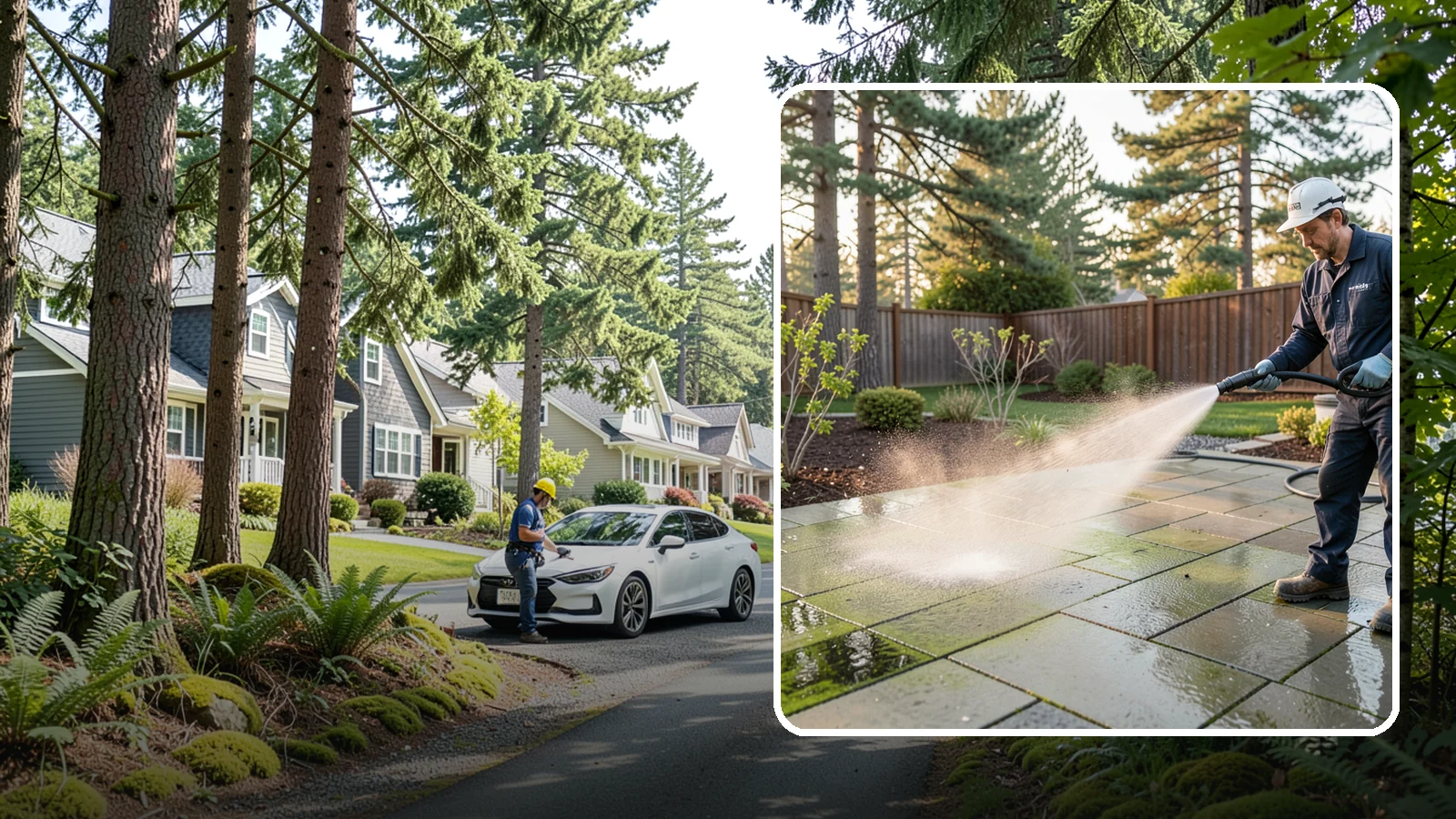 Patio Algae Removal in Normandy Park, King County, WA - Strip the slick green and black algae film that coats patios through Washington's wet months.