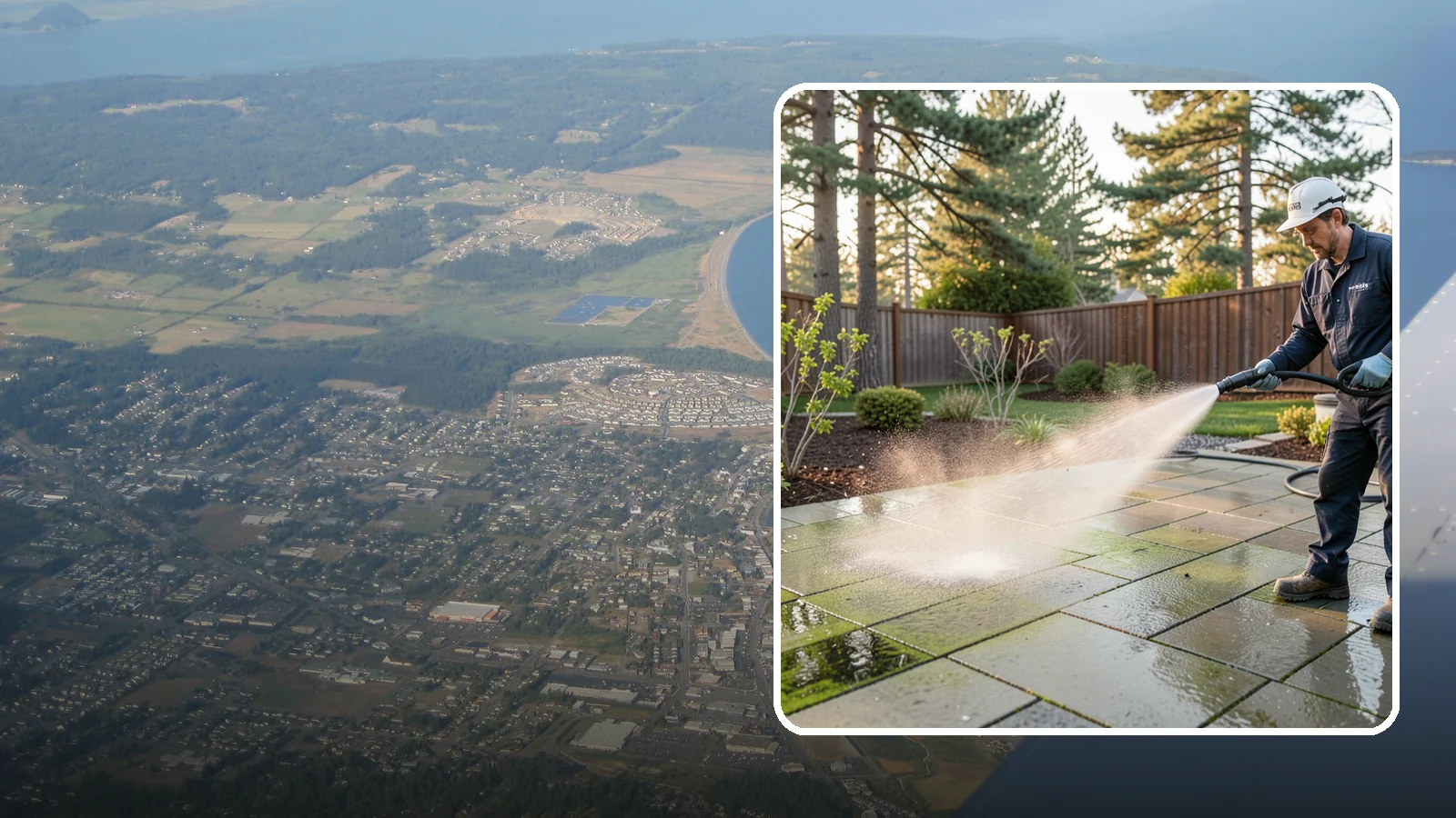 Patio Algae Removal in Oak Harbor, Island County, WA - Strip the slick green and black algae film that coats patios through Washington's wet months.