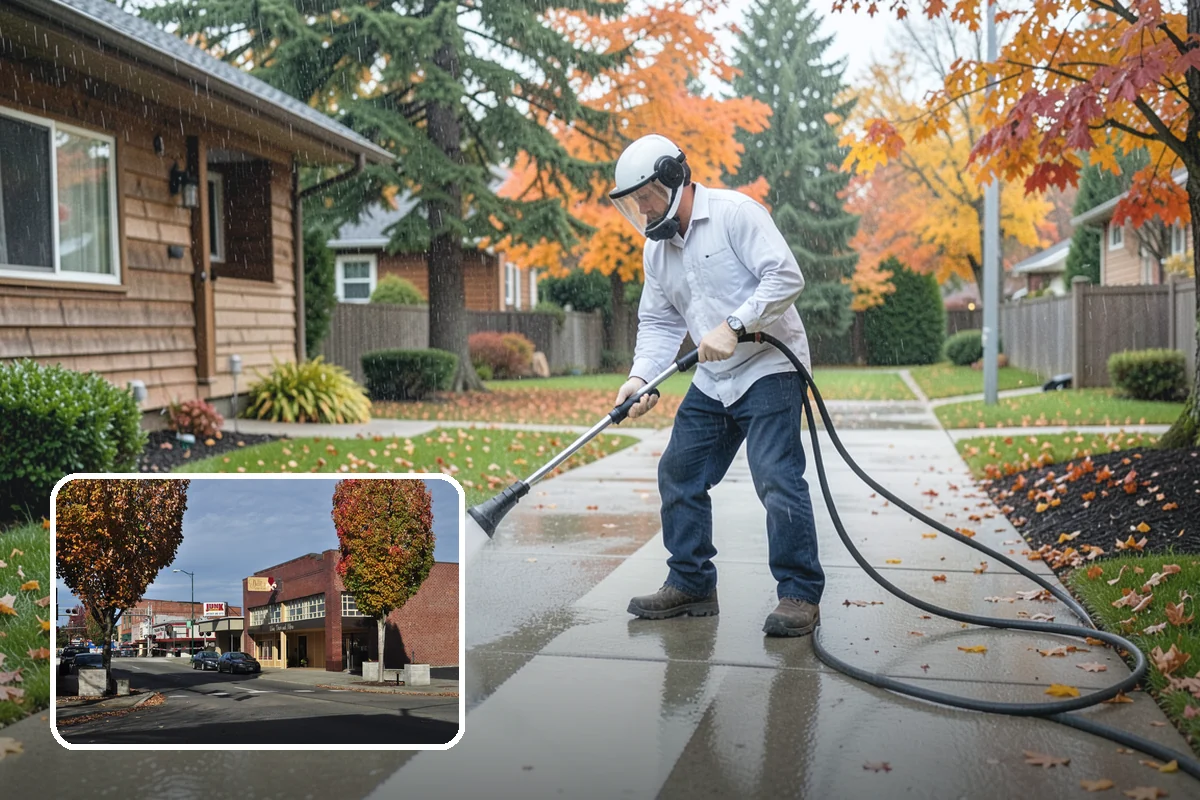 Patio Algae Removal in Puyallup, Pierce County, WA - Removes the slick, discoloring algae layer