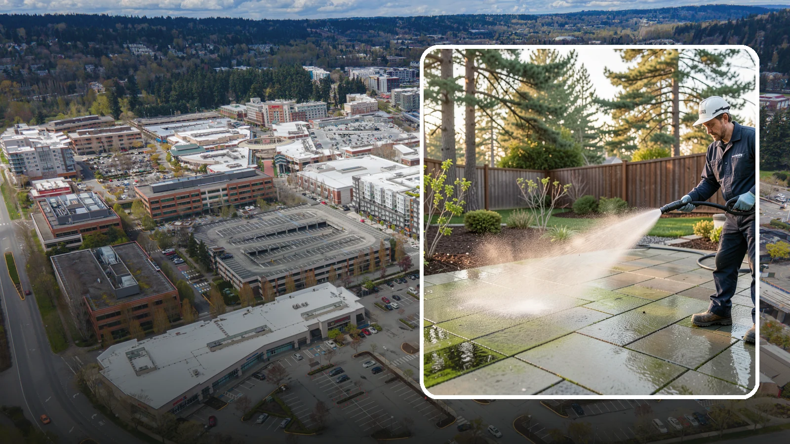 Patio Algae Removal in Redmond, King County, WA - Strip the slick green and black algae film that coats patios through Washington's wet months.