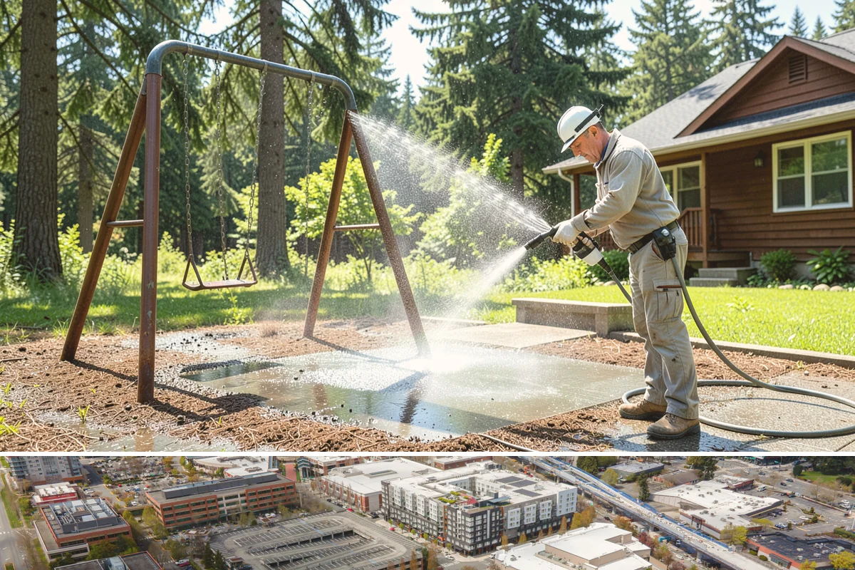 Patio Algae Removal in Redmond, King County, WA - Patio algae removal is most effective from late spring through summer when surfaces can dry.