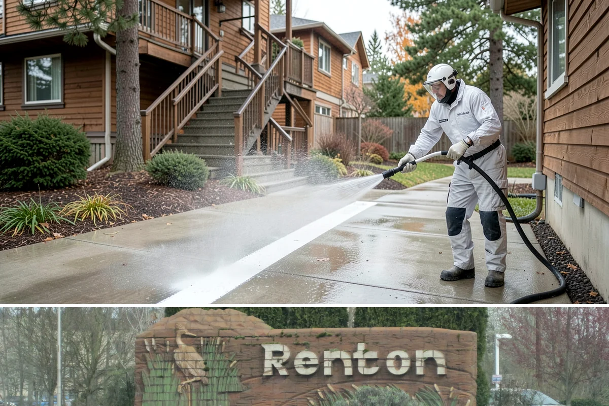 Patio Algae Removal in Renton, King County, WA - Patio algae removal is most effective from late spring through summer when surfaces can dry.