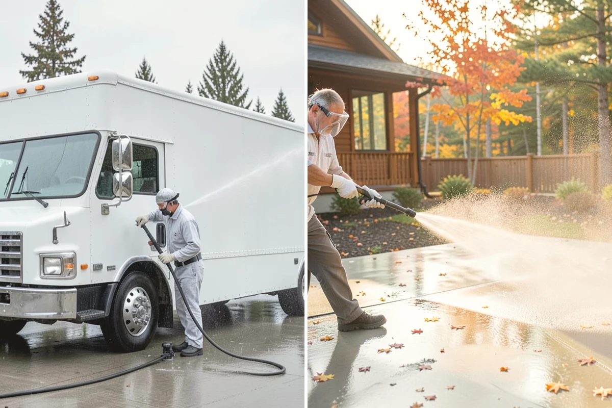 Patio Algae Removal in Ruston, Pierce County, WA - Apply a biocidal solution across the algae film