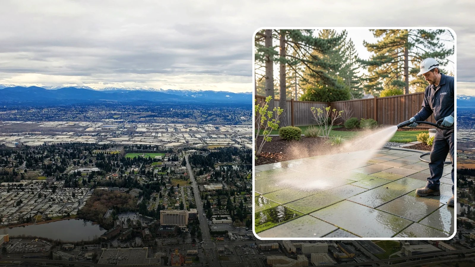 Patio Algae Removal in SeaTac, King County, WA - Strip the slick green and black algae film that coats patios through Washington's wet months.