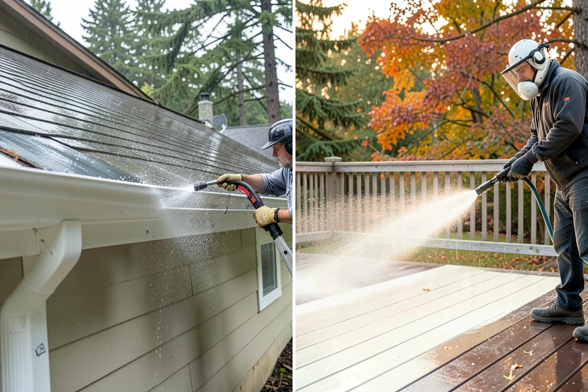 Patio Algae Removal in SeaTac, King County, WA - Apply a biocidal solution across the algae film
