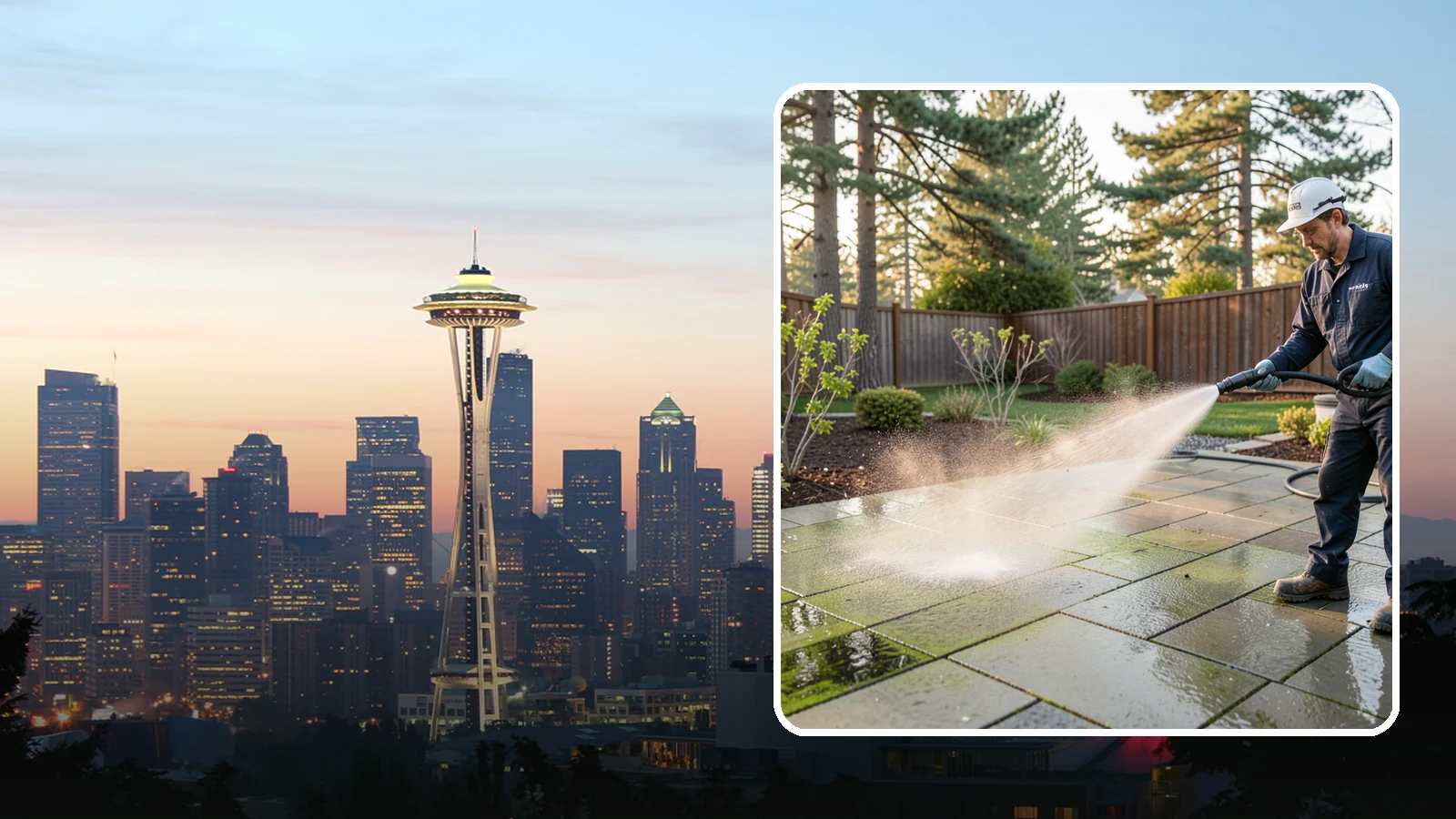 Patio Algae Removal in Seattle, King County, WA - Strip the slick green and black algae film that coats patios through Washington's wet months.