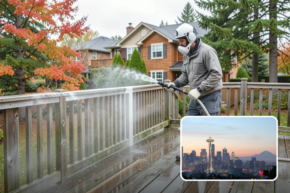 Patio Algae Removal in Seattle, King County, WA - Removes the slick, discoloring algae layer