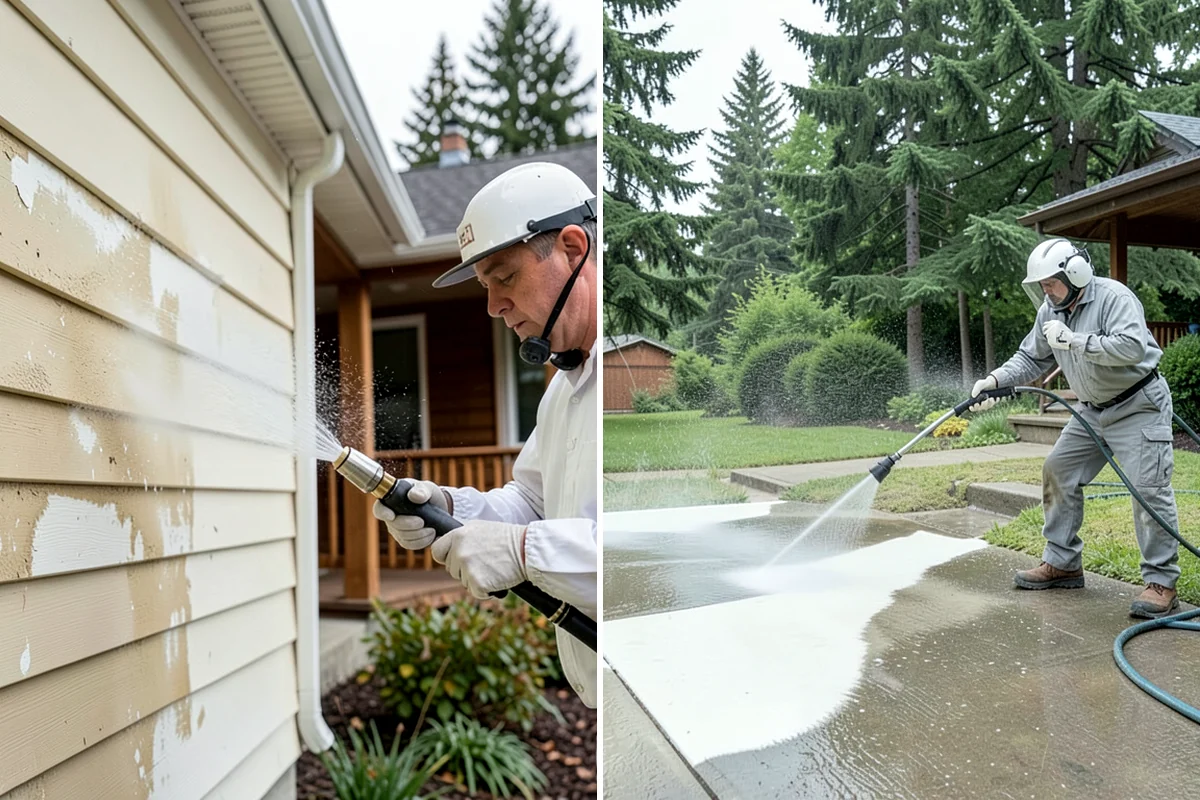 Patio Algae Removal in Sedro-Woolley, Skagit County, WA - Apply a biocidal solution across the algae film