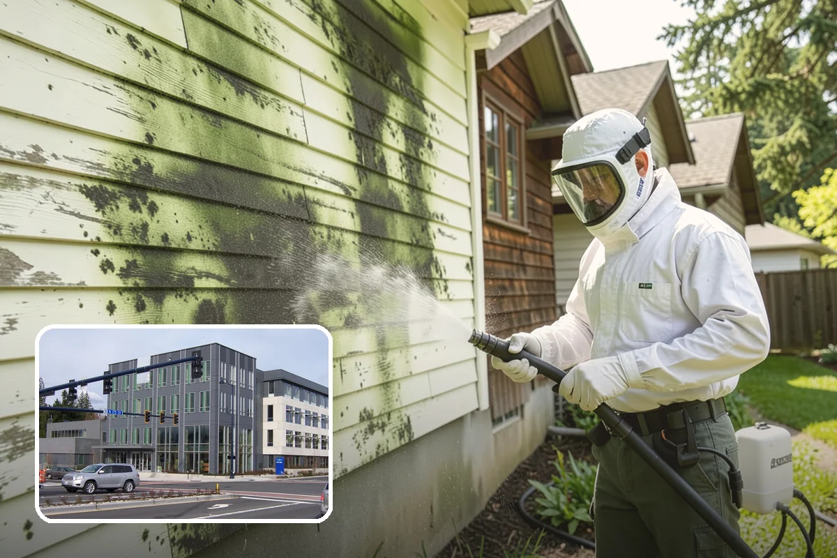 Patio Algae Removal in Shoreline, King County, WA - Removes the slick, discoloring algae layer