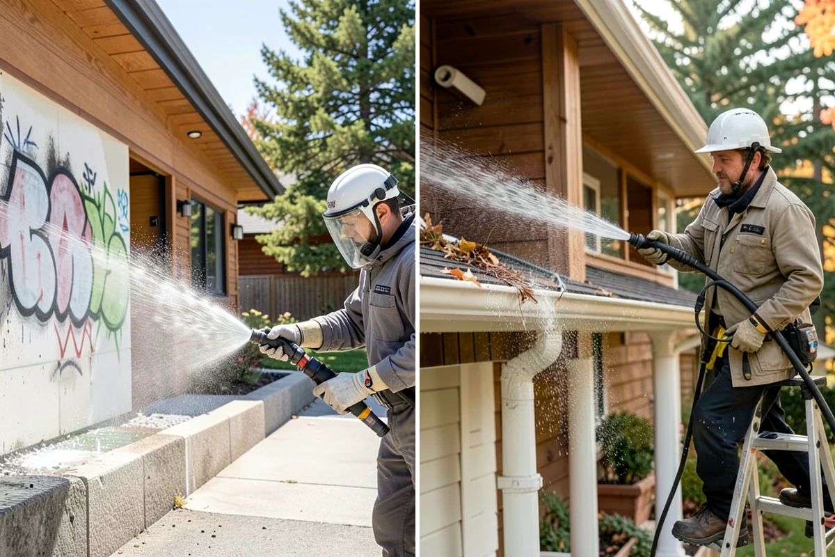 Patio Algae Removal in Shoreline, King County, WA - Apply a biocidal solution across the algae film