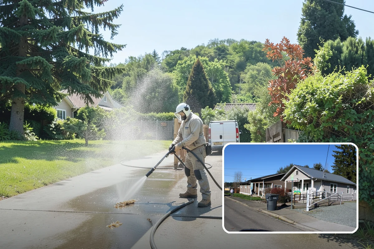 Patio Algae Removal in South Prairie, Pierce County, WA - Removes the slick, discoloring algae layer
