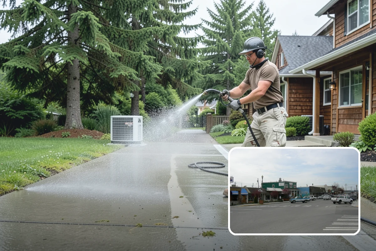 Patio Algae Removal in Stanwood, Snohomish County, WA - Removes the slick, discoloring algae layer