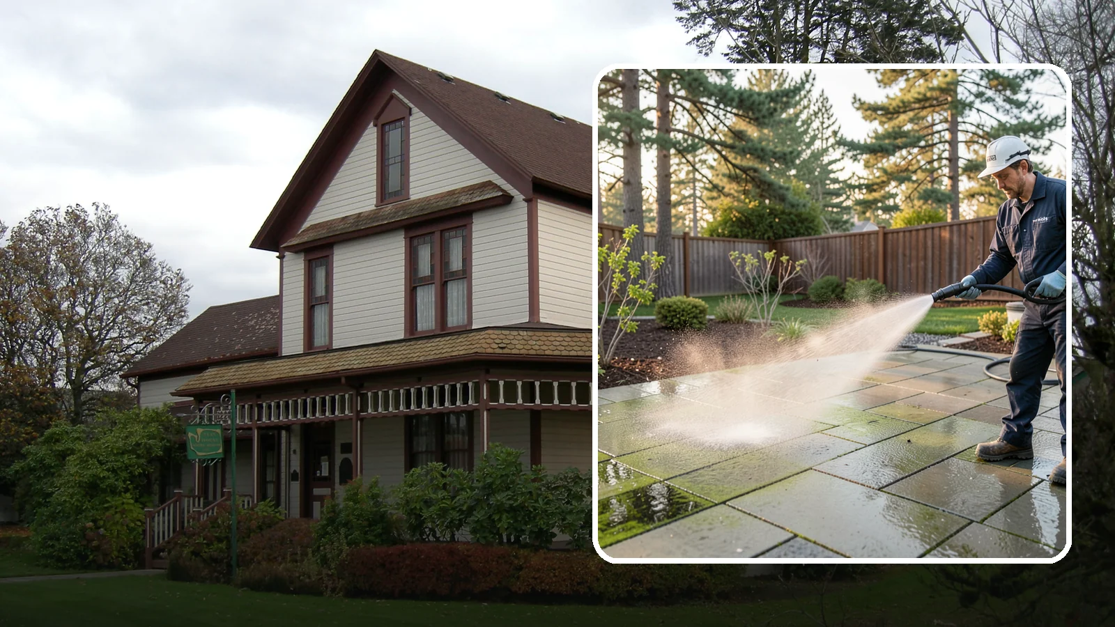 Patio Algae Removal in Sumner, Pierce County, WA - Strip the slick green and black algae film that coats patios through Washington's wet months.