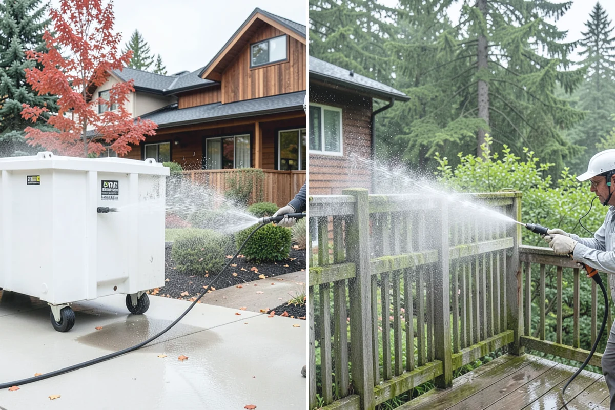 Patio Algae Removal in Sumner, Pierce County, WA - Apply a biocidal solution across the algae film