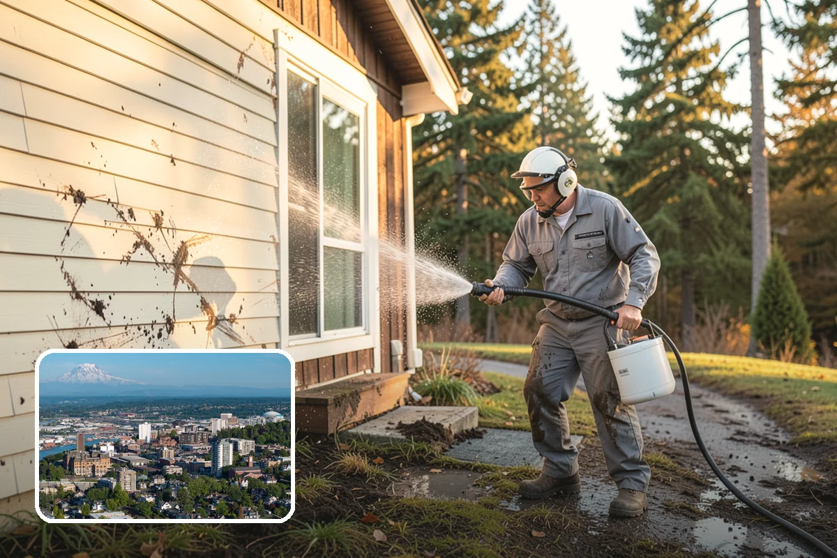 Patio Algae Removal in Tacoma, Pierce County, WA - Removes the slick, discoloring algae layer