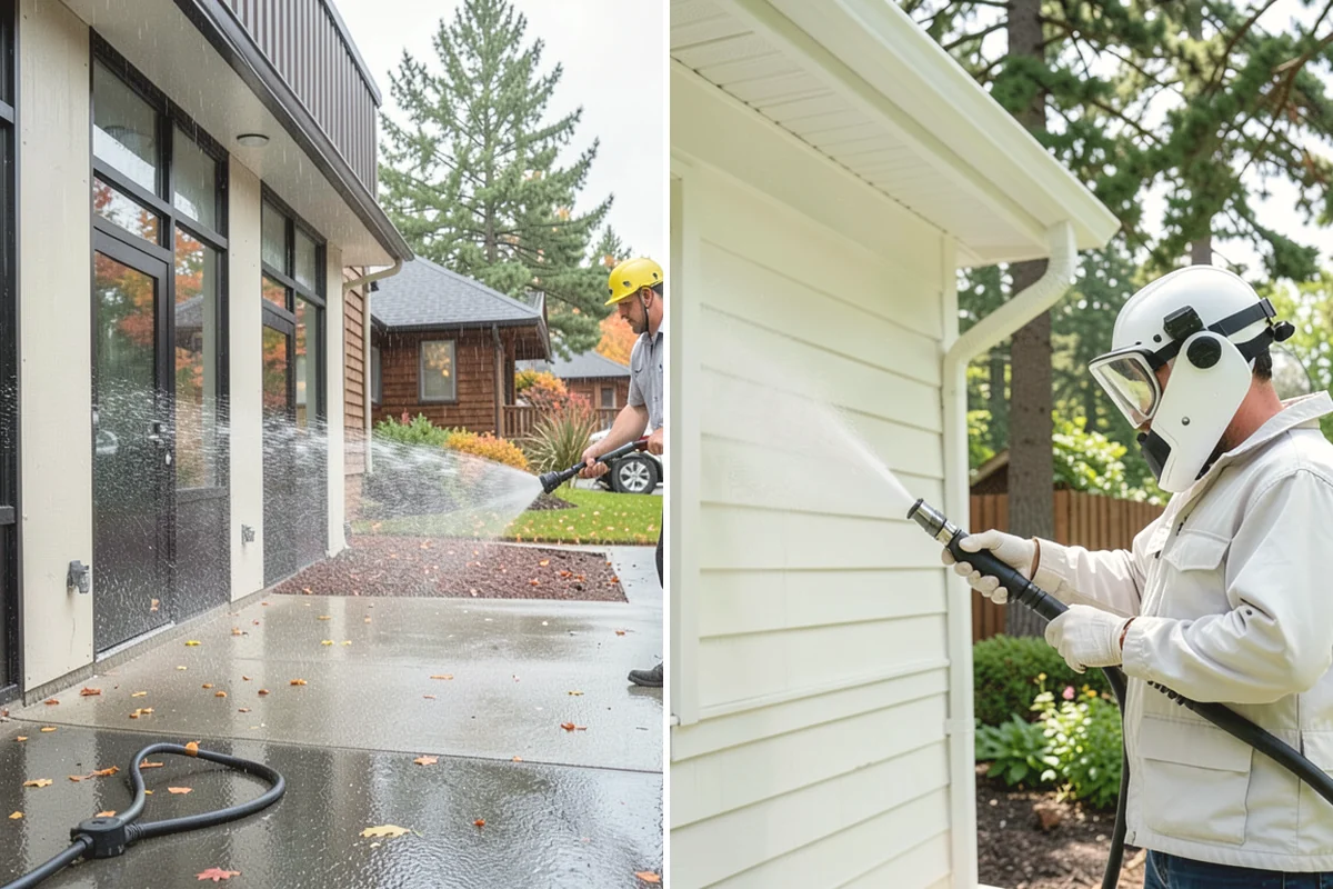 Patio Algae Removal in Tacoma, Pierce County, WA - Apply a biocidal solution across the algae film