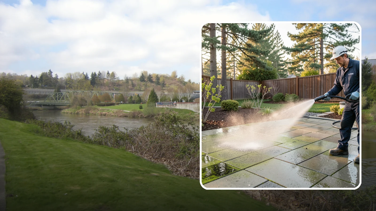 Patio Algae Removal in Tukwila, King County, WA - Strip the slick green and black algae film that coats patios through Washington's wet months.