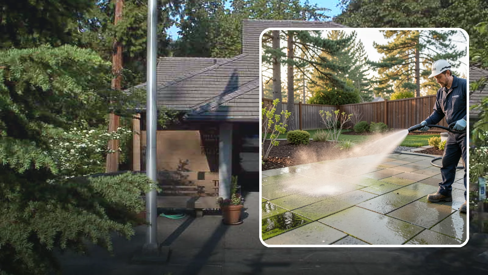Patio Algae Removal in Yarrow Point, King County, WA - Strip the slick green and black algae film that coats patios through Washington's wet months.