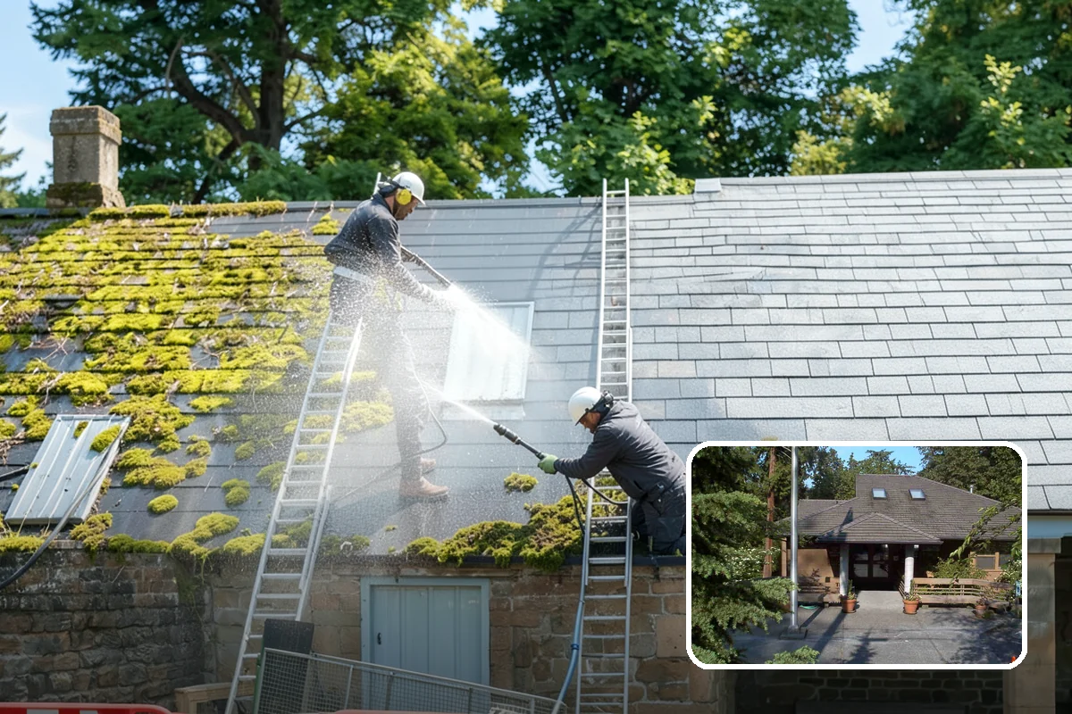 Patio Algae Removal in Yarrow Point, King County, WA - Removes the slick, discoloring algae layer