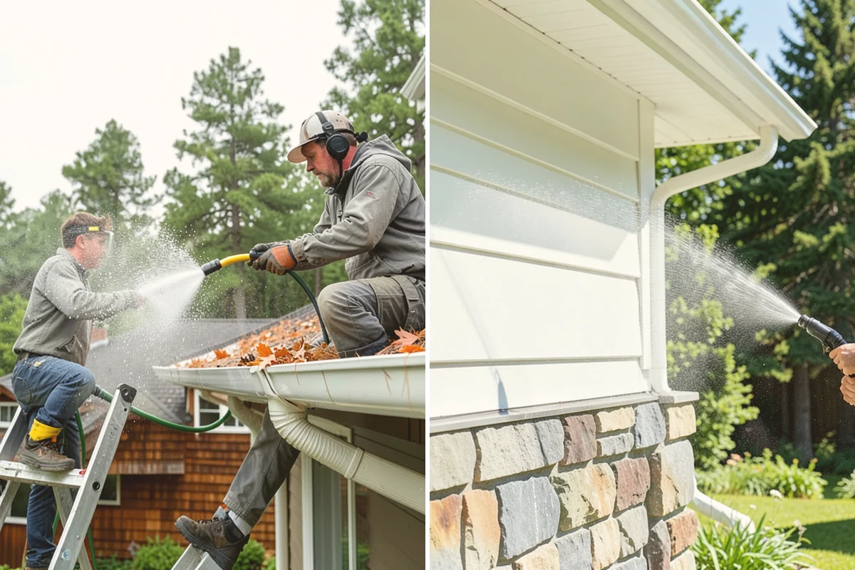 Patio Cover Cleaning in Algona, King County, WA - Blow needles and leaves off the cover surface