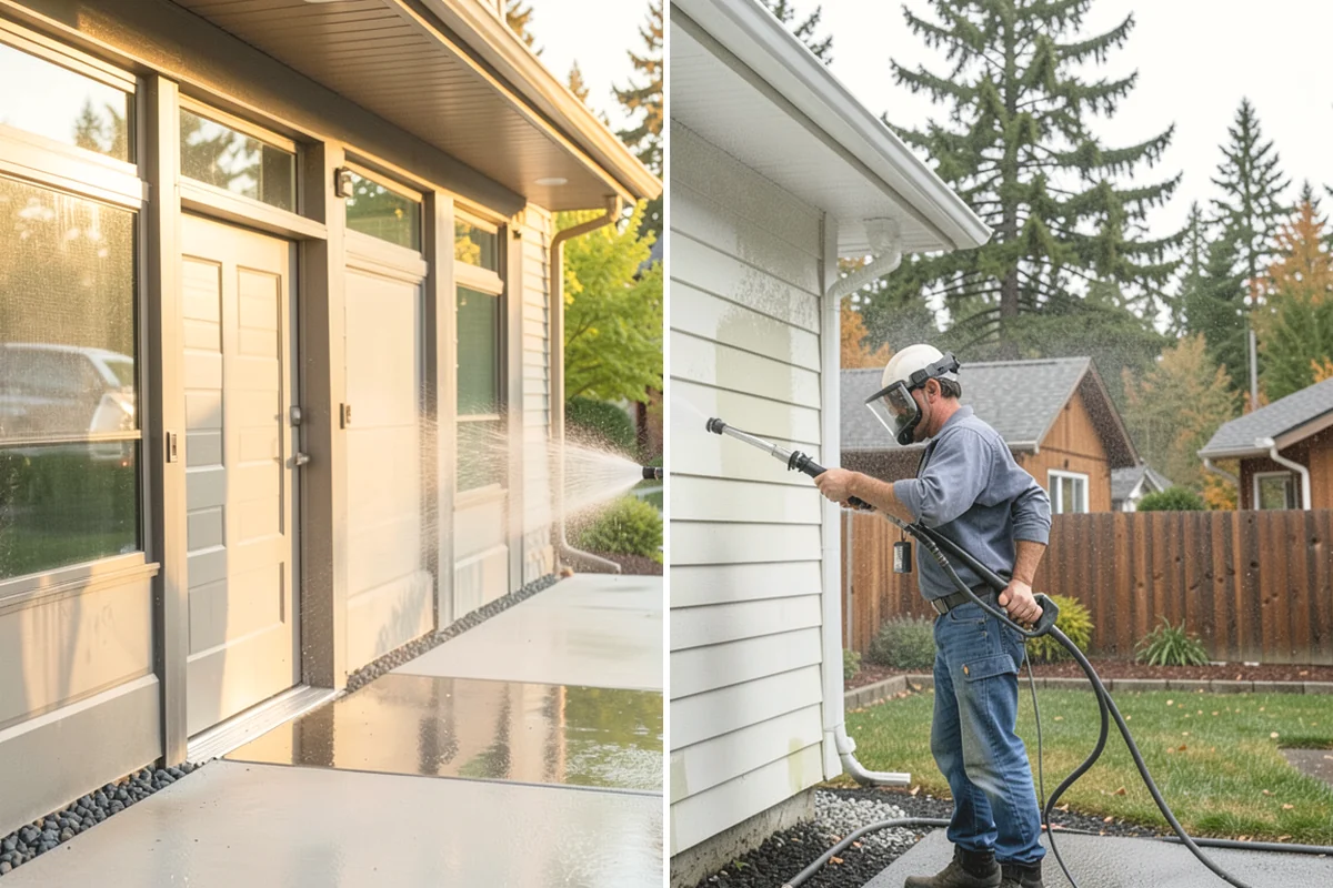 Patio Cover Cleaning in Anacortes, Skagit County, WA - Blow needles and leaves off the cover surface