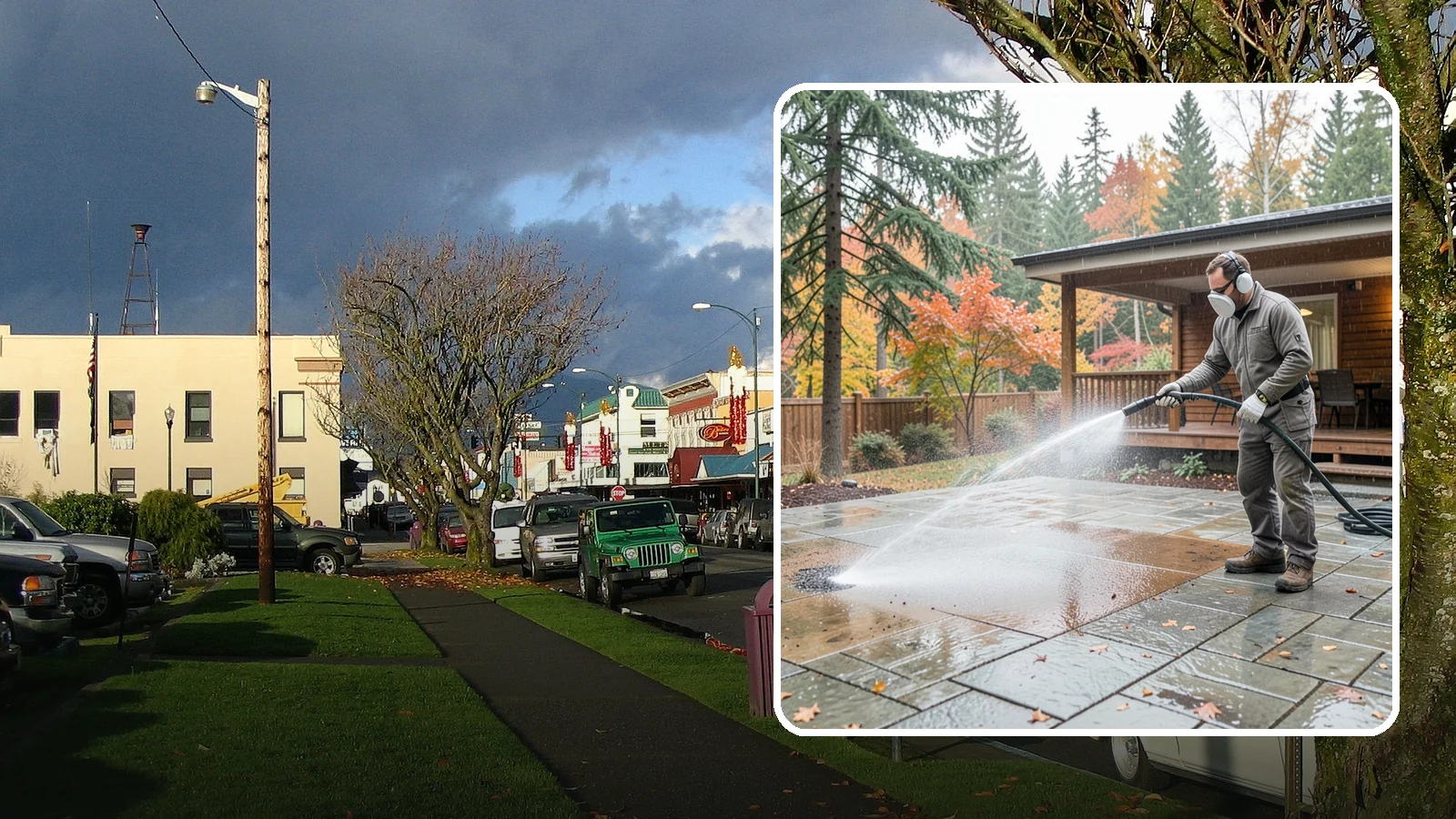 Patio Cover Cleaning in Arlington, Snohomish County, WA - We wash patio covers top and bottom to remove needle debris, moss, and the drip stains that shade structures collect.