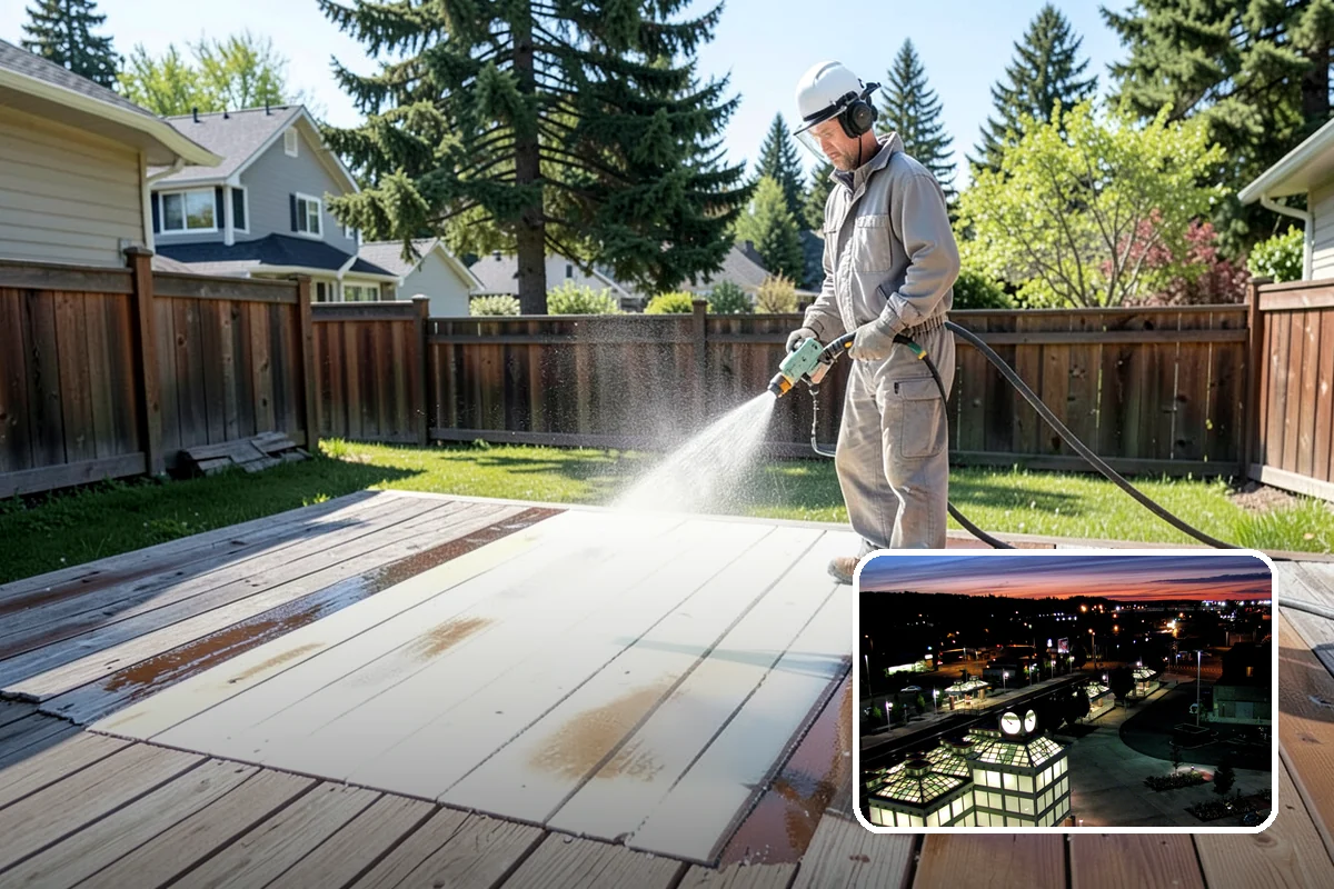 Patio Cover Cleaning in Auburn, King County, WA - Clears heavy needle and moss buildup from the cover top