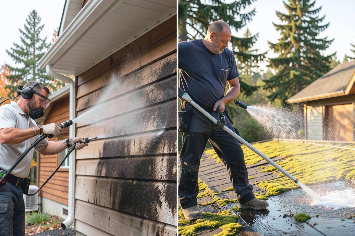 Patio Cover Cleaning in Beaux Arts Village, King County, WA - Blow needles and leaves off the cover surface