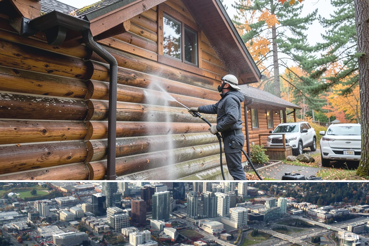 Patio Cover Cleaning in Bellevue, King County, WA - Late spring cleaning clears winter debris and readies the patio cover for the outdoor entertaining season.