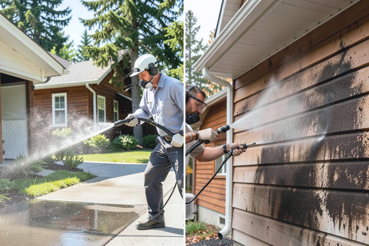 Patio Cover Cleaning in Bonney Lake, Pierce County, WA - Blow needles and leaves off the cover surface