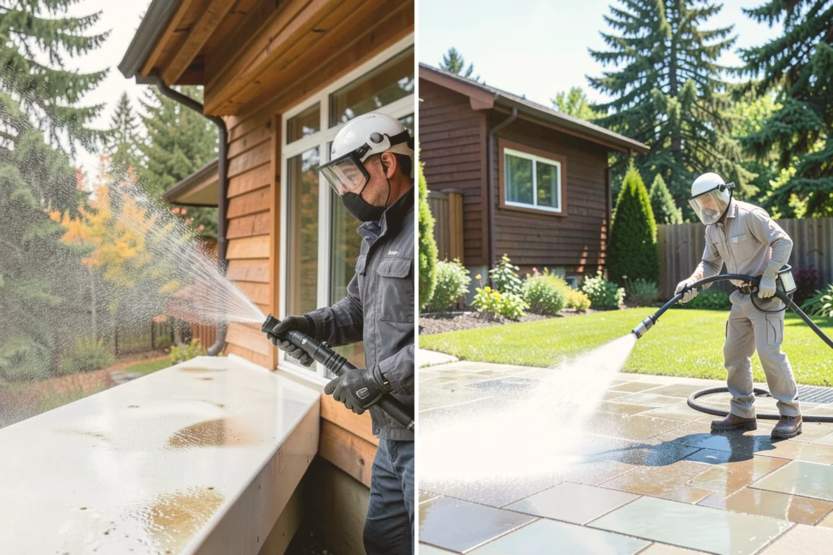 Patio Cover Cleaning in Brier, Snohomish County, WA - Blow needles and leaves off the cover surface