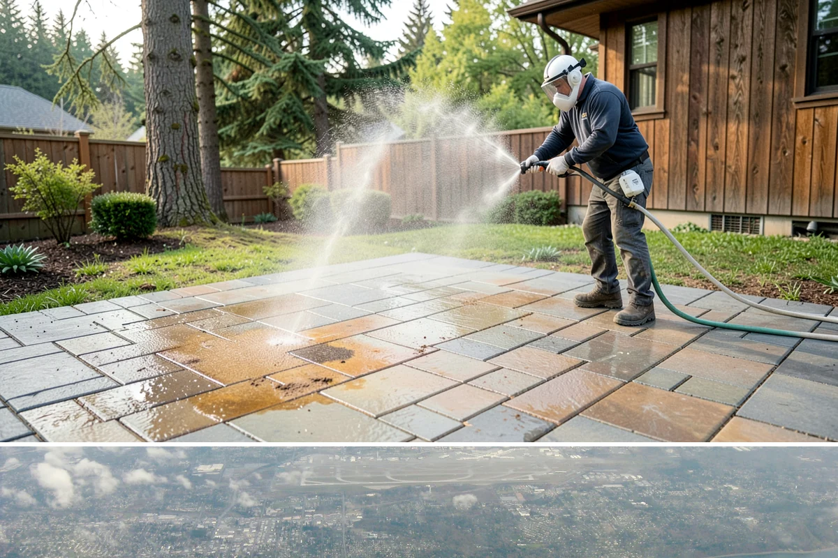 Patio Cover Cleaning in Burien, King County, WA - Late spring cleaning clears winter debris and readies the patio cover for the outdoor entertaining season.