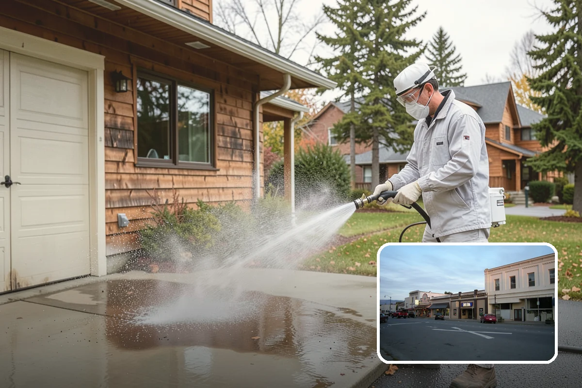 Patio Cover Cleaning in Burlington, Skagit County, WA - Clears heavy needle and moss buildup from the cover top