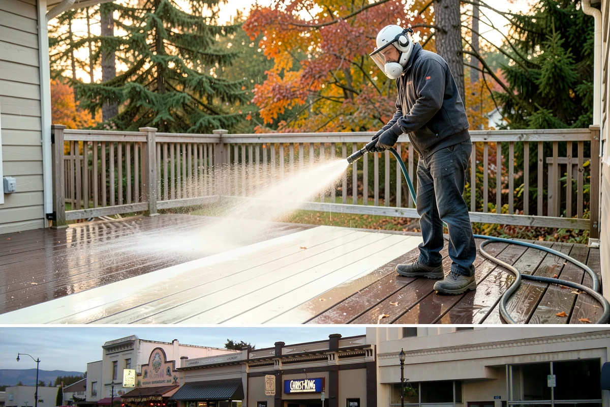 Patio Cover Cleaning in Burlington, Skagit County, WA - Late spring cleaning clears winter debris and readies the patio cover for the outdoor entertaining season.