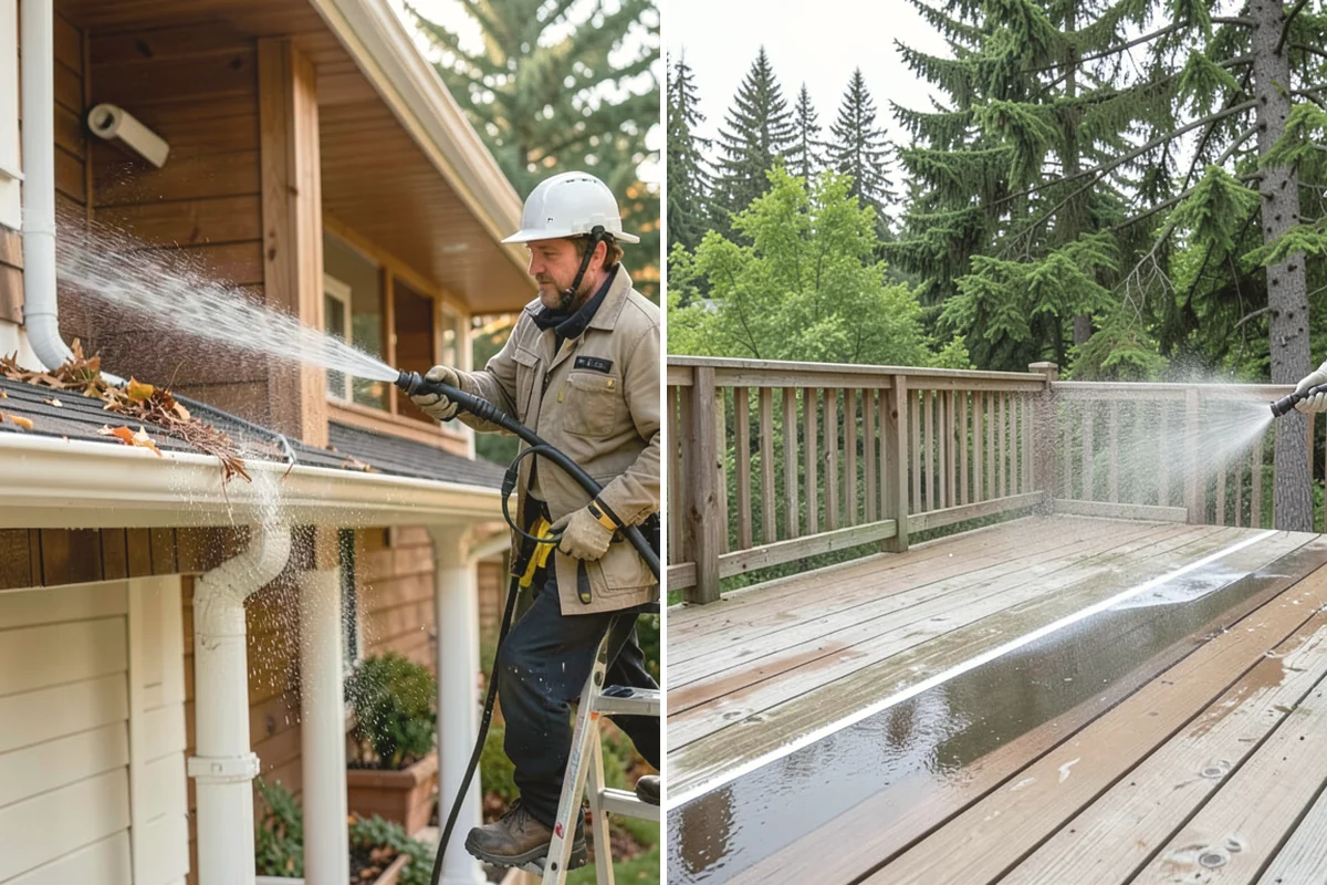 Patio Cover Cleaning in Carnation, King County, WA - Blow needles and leaves off the cover surface