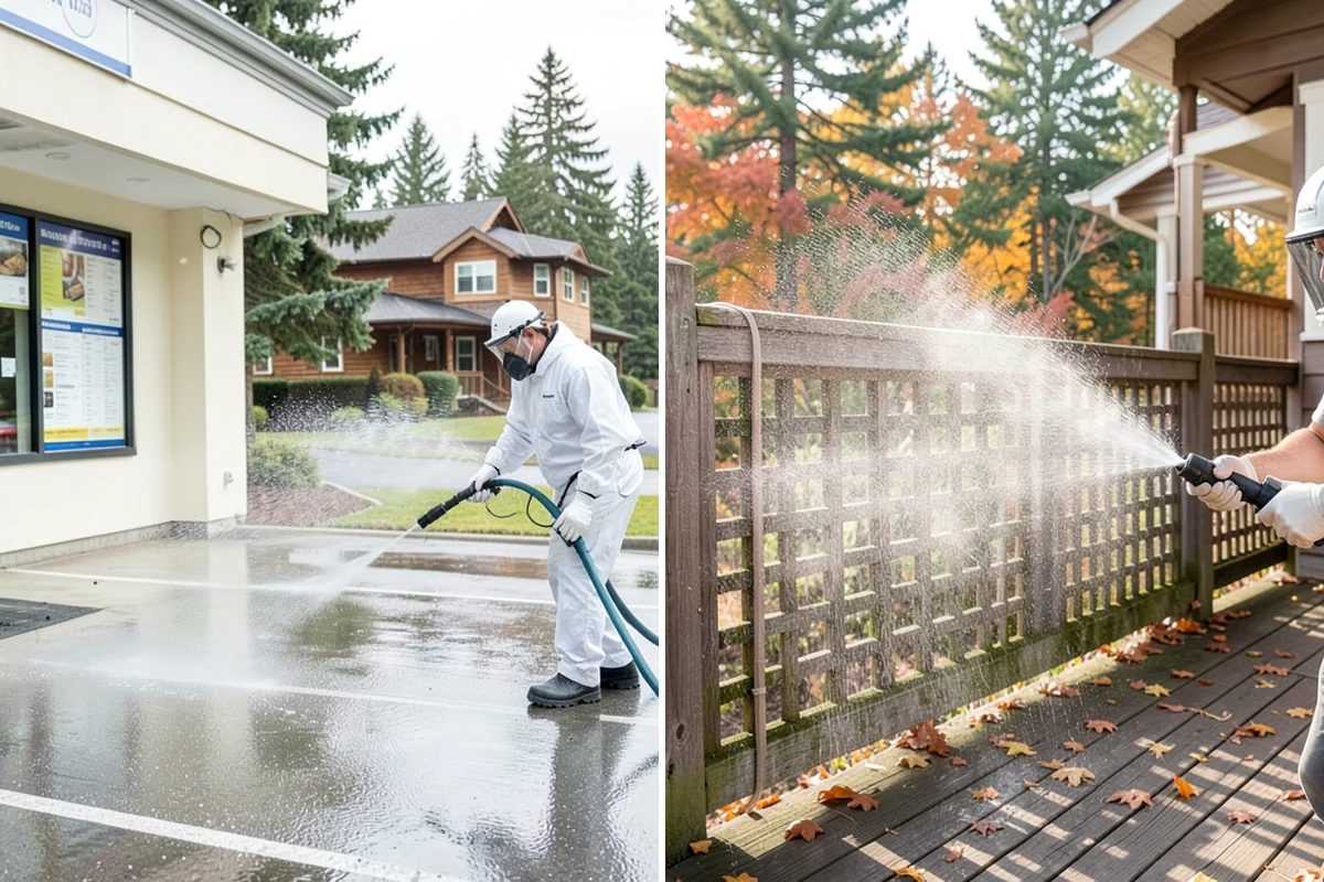 Patio Cover Cleaning in Clyde Hill, King County, WA - Blow needles and leaves off the cover surface