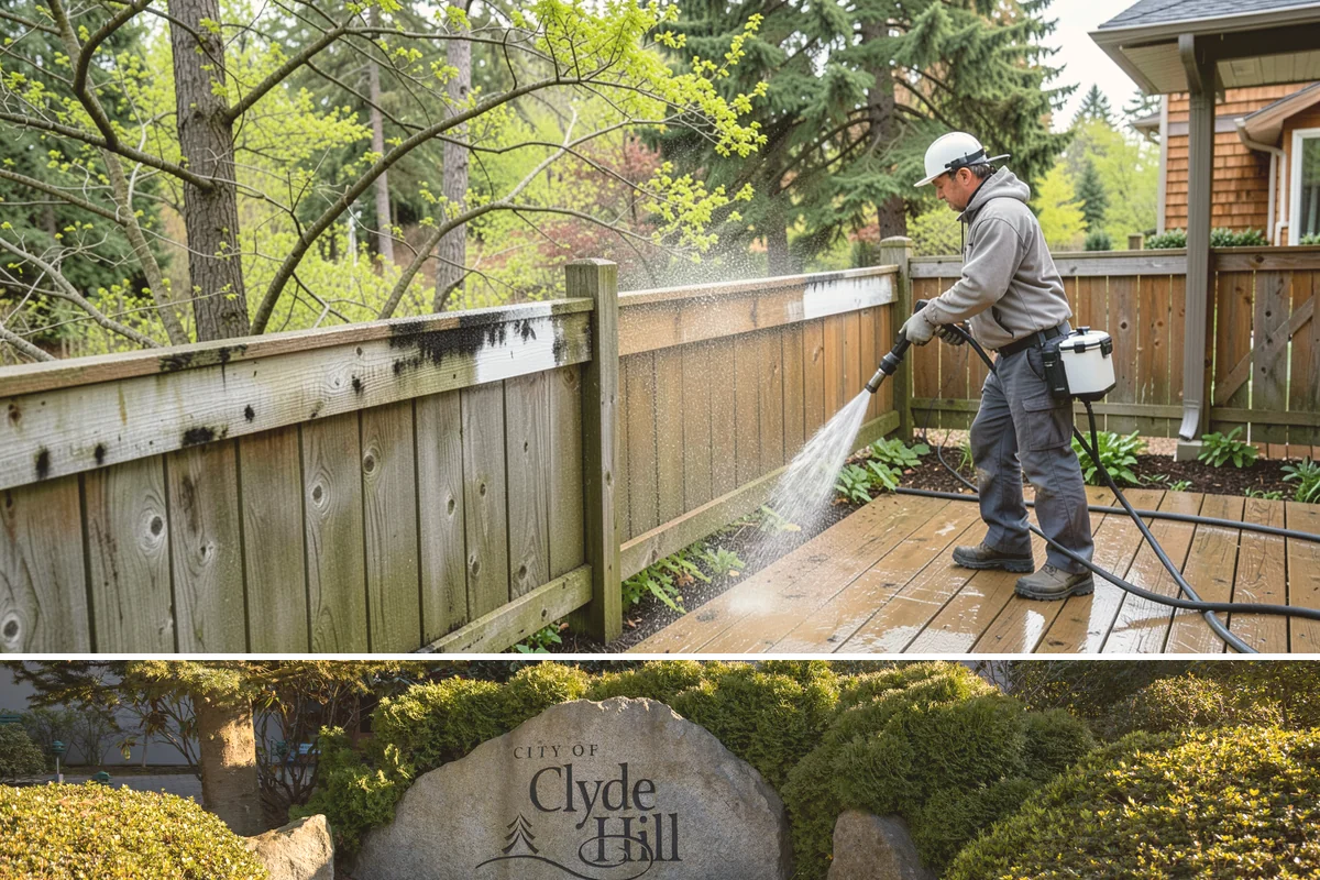 Patio Cover Cleaning in Clyde Hill, King County, WA - Late spring cleaning clears winter debris and readies the patio cover for the outdoor entertaining season.