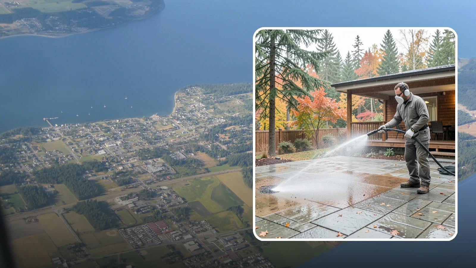 Patio Cover Cleaning in Coupeville, Island County, WA - We wash patio covers top and bottom to remove needle debris, moss, and the drip stains that shade structures collect.