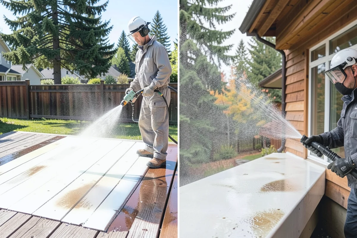 Patio Cover Cleaning in Darrington, Snohomish County, WA - Blow needles and leaves off the cover surface