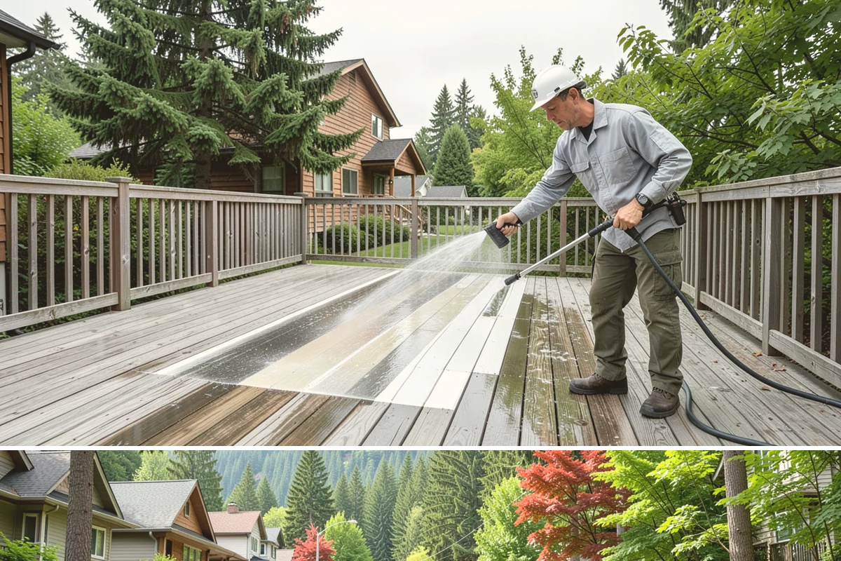 Patio Cover Cleaning in Darrington, Snohomish County, WA - Late spring cleaning clears winter debris and readies the patio cover for the outdoor entertaining season.