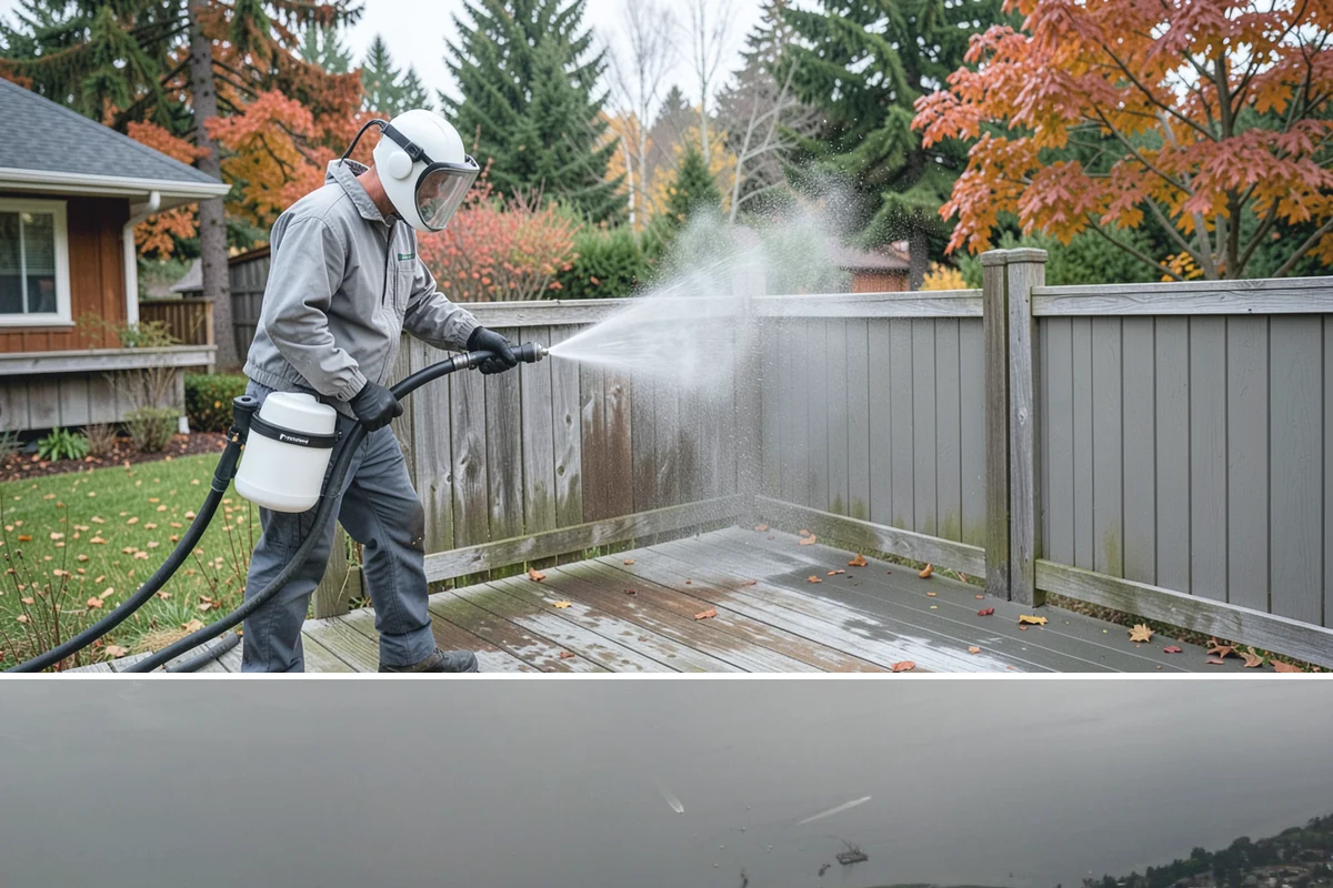 Patio Cover Cleaning in Des Moines, King County, WA - Late spring cleaning clears winter debris and readies the patio cover for the outdoor entertaining season.