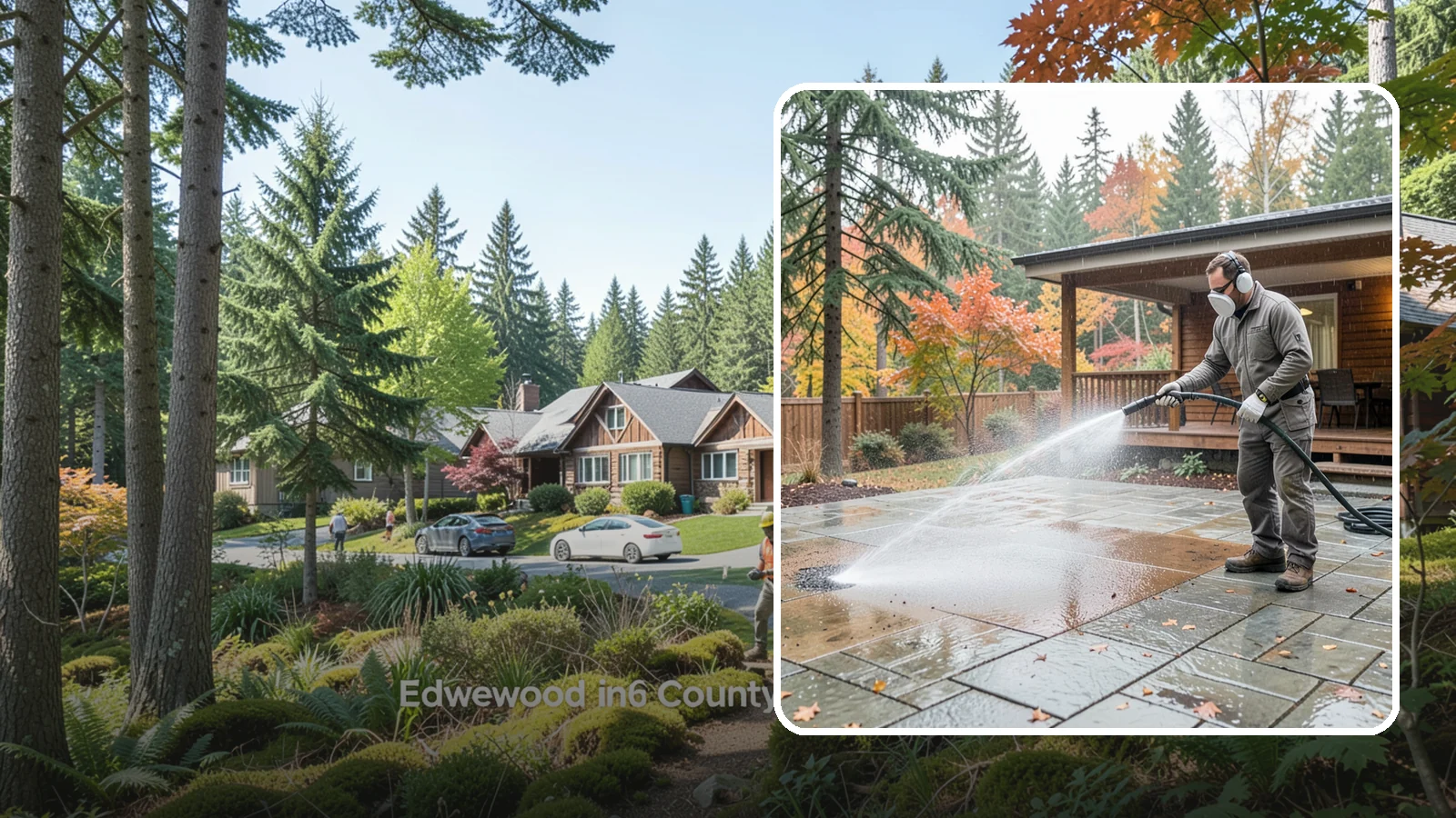 Patio Cover Cleaning in Edgewood, Pierce County, WA - We wash patio covers top and bottom to remove needle debris, moss, and the drip stains that shade structures collect.