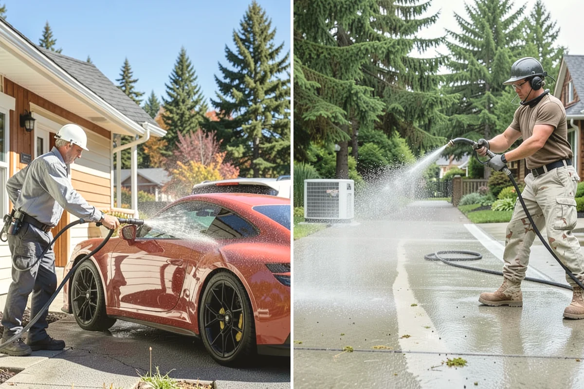 Patio Cover Cleaning in Edgewood, Pierce County, WA - Blow needles and leaves off the cover surface