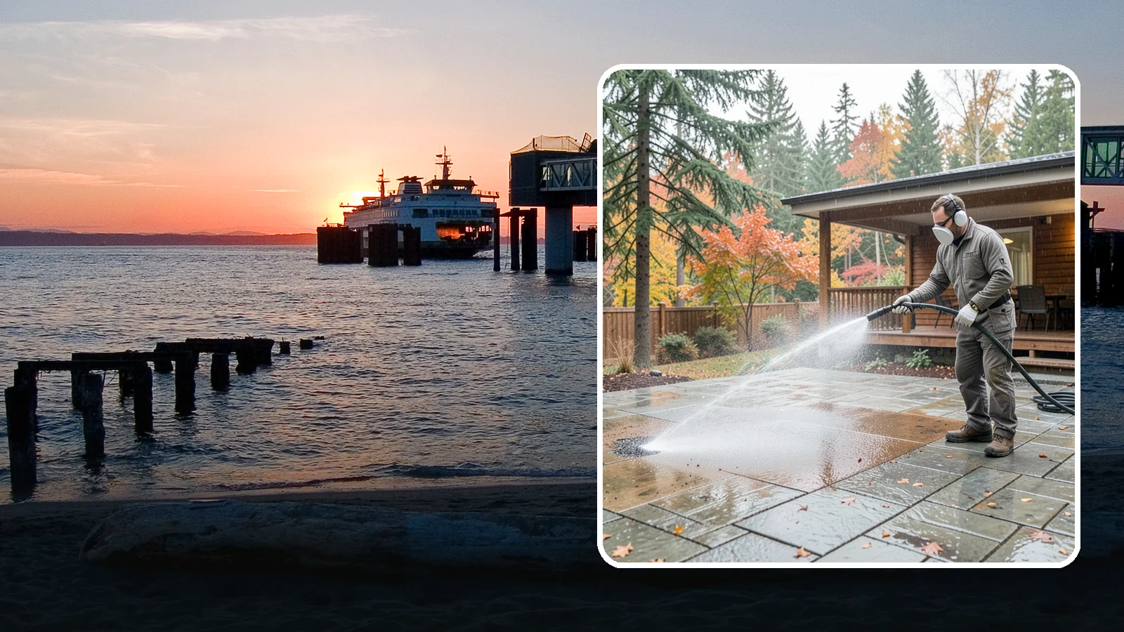 Patio Cover Cleaning in Edmonds, Snohomish County, WA - We wash patio covers top and bottom to remove needle debris, moss, and the drip stains that shade structures collect.
