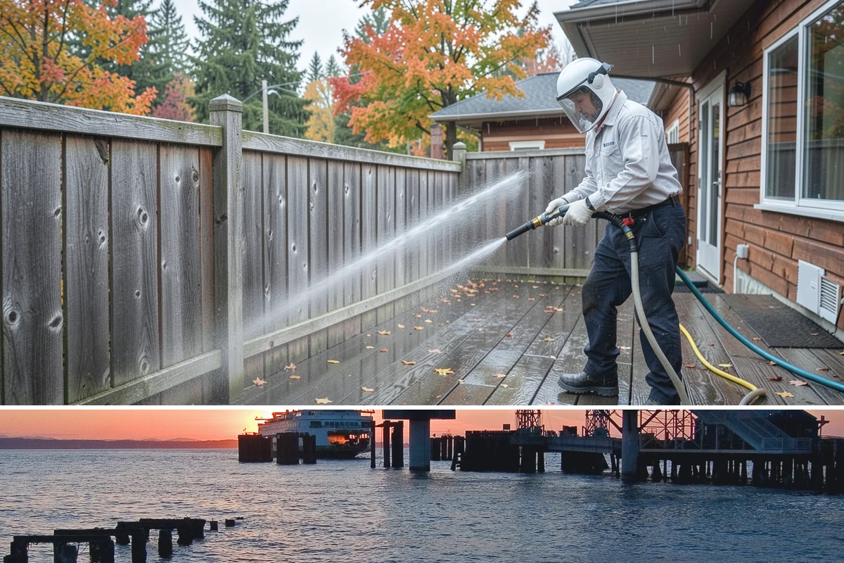 Patio Cover Cleaning in Edmonds, Snohomish County, WA - Late spring cleaning clears winter debris and readies the patio cover for the outdoor entertaining season.