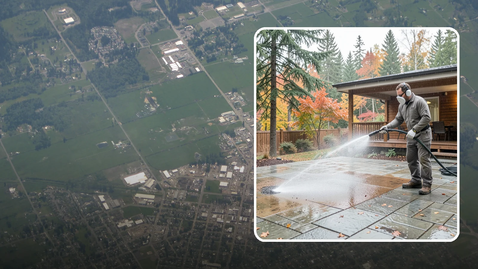 Patio Cover Cleaning in Enumclaw, King County, WA - We wash patio covers top and bottom to remove needle debris, moss, and the drip stains that shade structures collect.