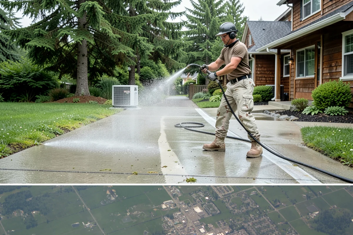 Patio Cover Cleaning in Enumclaw, King County, WA - Late spring cleaning clears winter debris and readies the patio cover for the outdoor entertaining season.