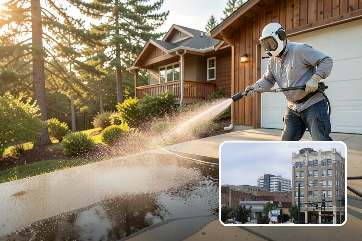 Patio Cover Cleaning in Everett, Snohomish County, WA - Clears heavy needle and moss buildup from the cover top